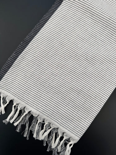 ShopNaya Exclusive | Handwoven | Contemporary Pure Cotton Saree | No Blouse | Gray & Black | Handloom Mark | Ships from California